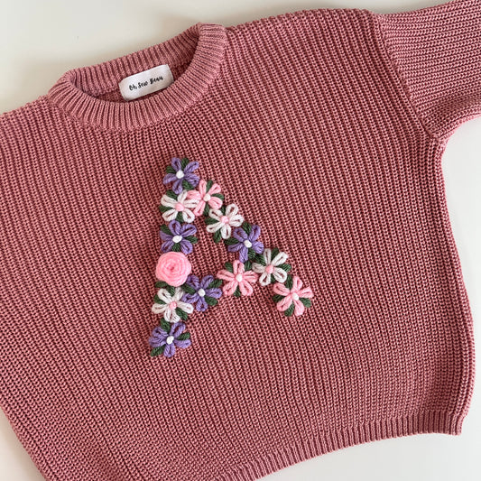 Oversized Jumper Hand Embroidered with Initial