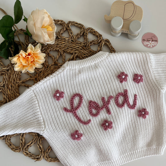 Oversized Jumper Hand Embroidered with Name & Customisation