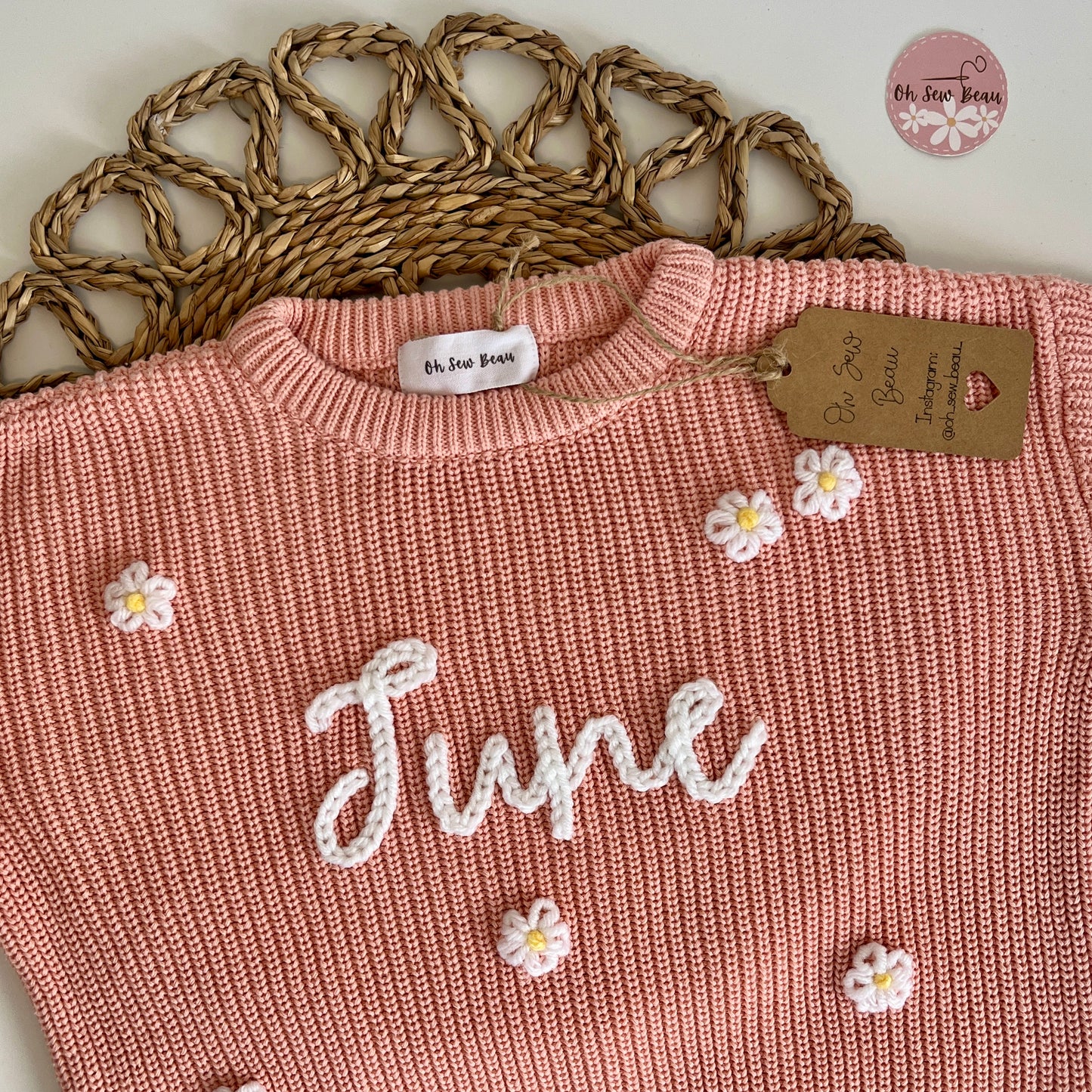 Oversized Jumper Hand Embroidered with Name & Customisation