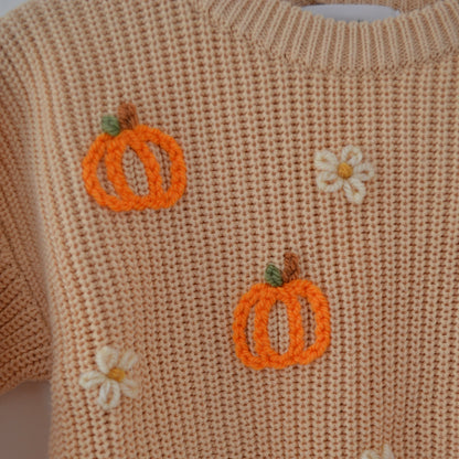 Oversized Jumper Hand Embroidered with Autumn Design