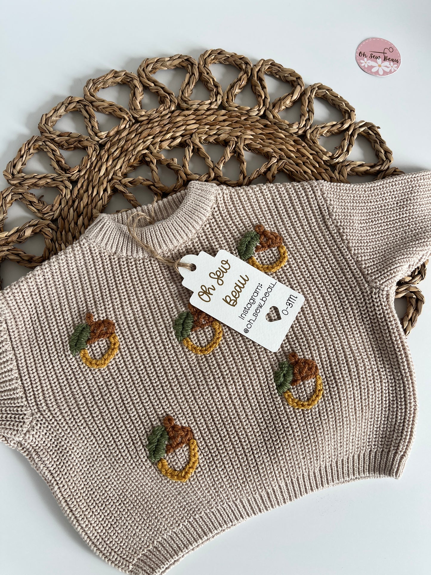 Oversized Jumper Hand Embroidered with Autumn Design